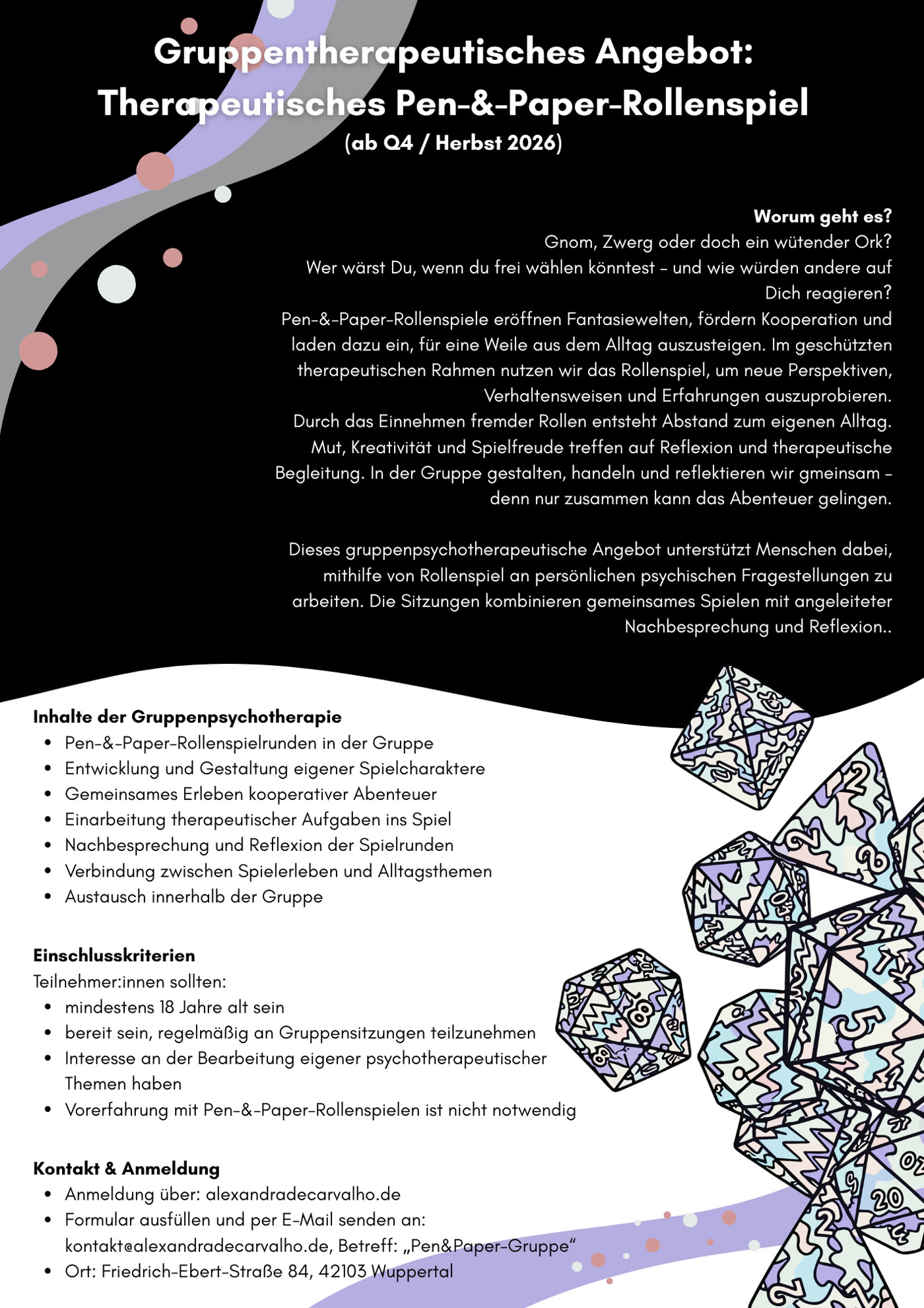 Flyer: Therapeutisches Pen-&-Paper-Rollenspiel